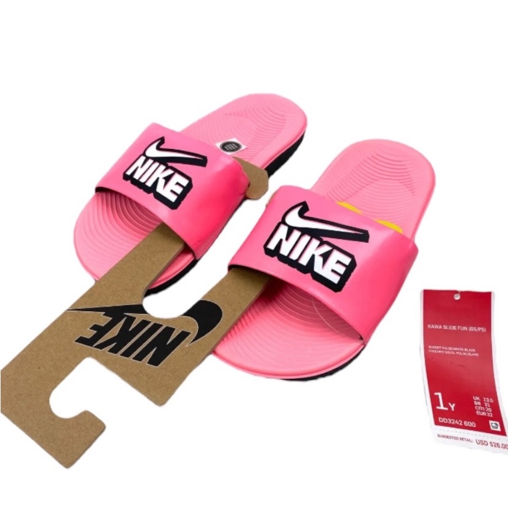 Nike Kawa GS Girls Sunset Pink Kids Youth Sandals DD3242-600 Size 1Y
